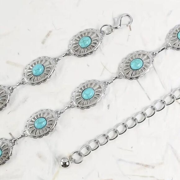 Vintage Style Silver Small Concho Chain Belt main image 8